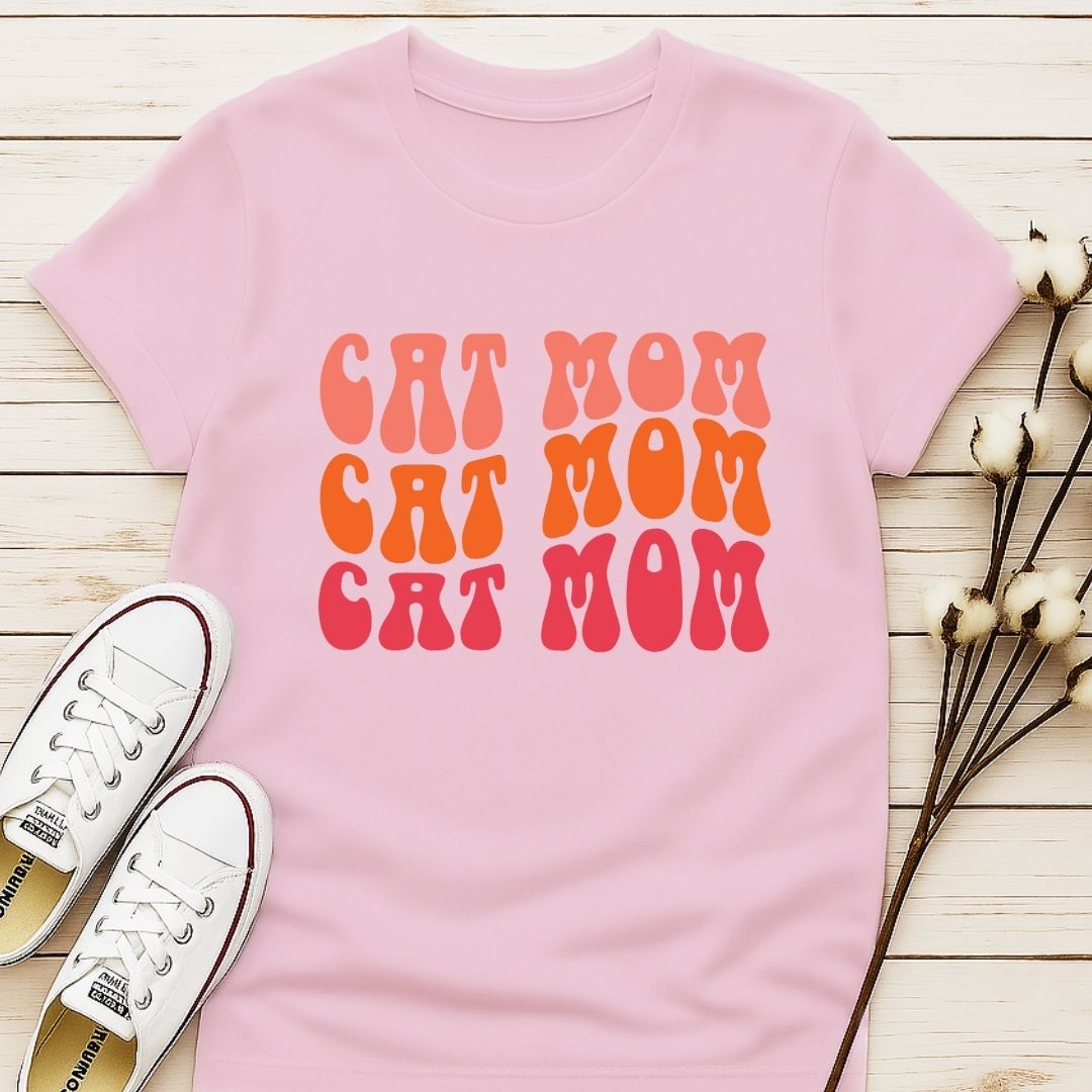 Vintage Wave Cat Mom T-shirt