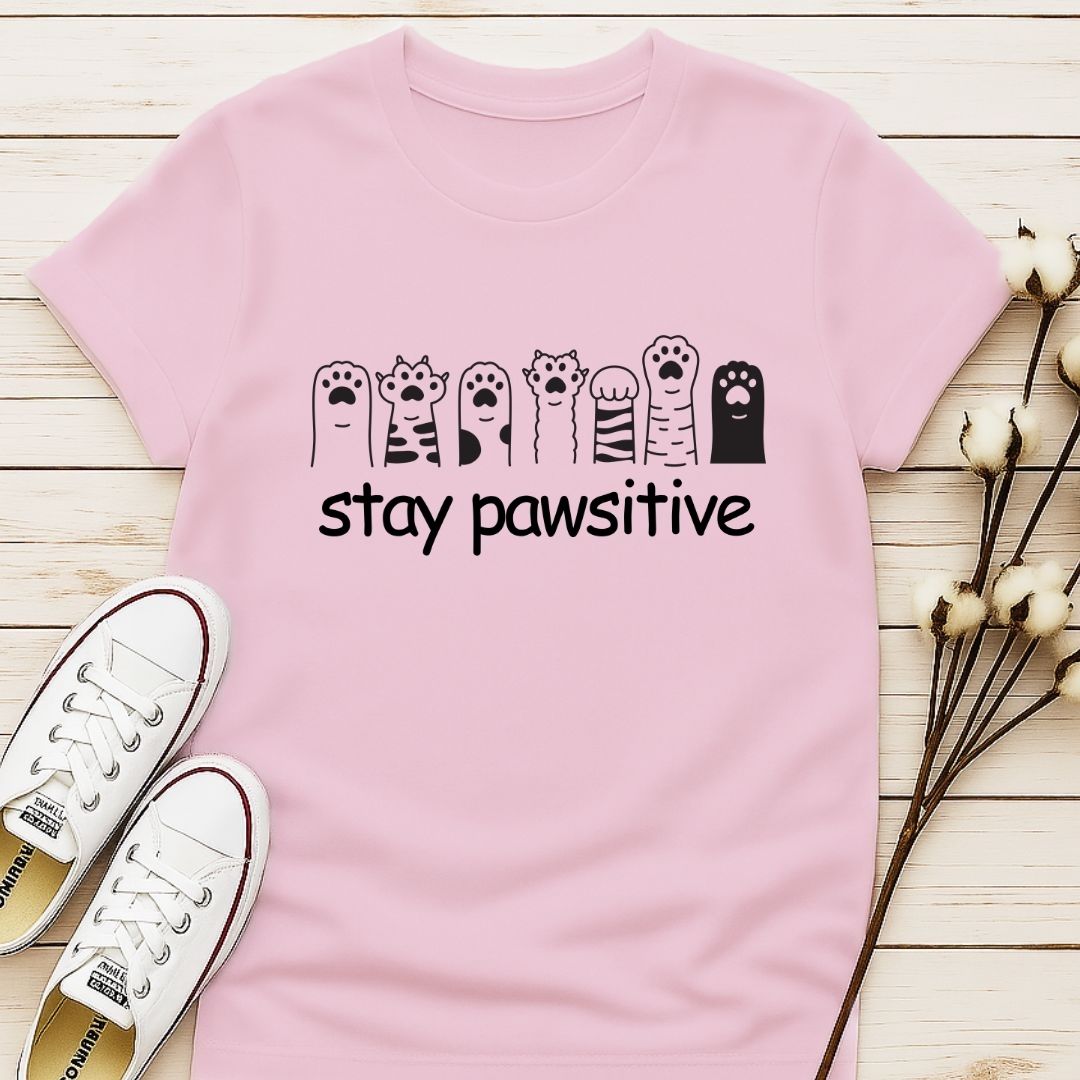 Stay Pawsitive with many Paws T-shirt