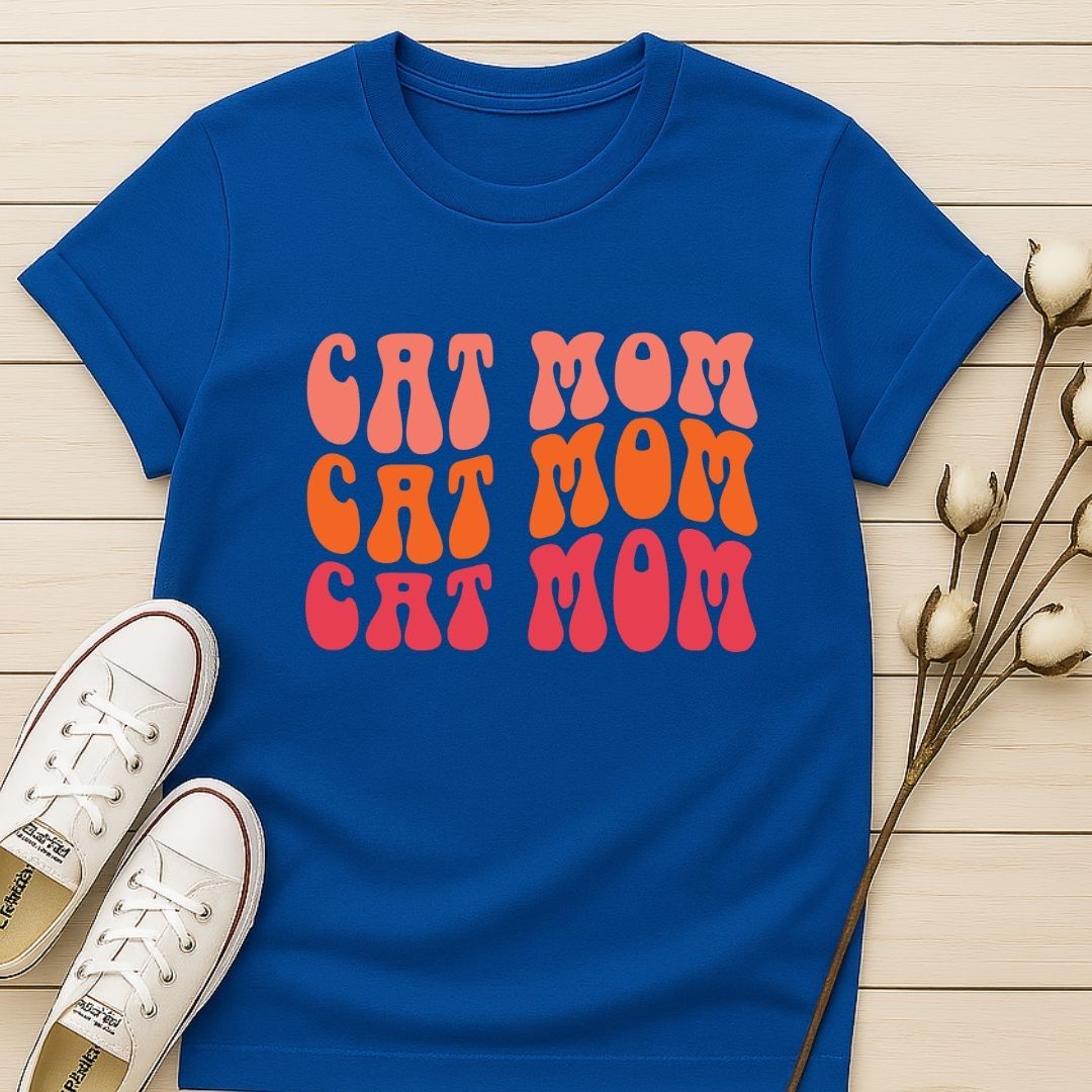 Vintage Wave Cat Mom T-shirt