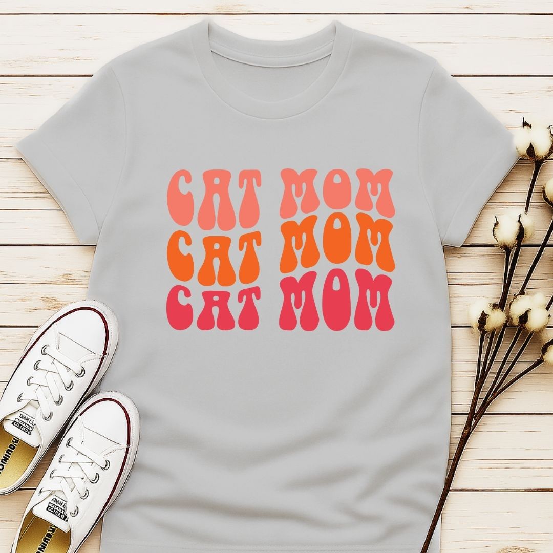 Vintage Wave Cat Mom T-shirt