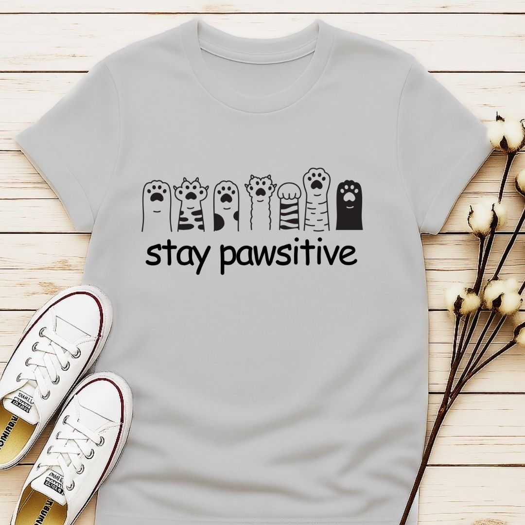 Stay Pawsitive with many Paws T-shirt