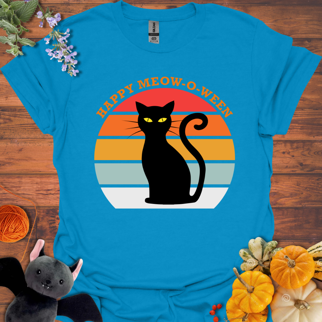 Retro Sunset Meowoween T-shirt