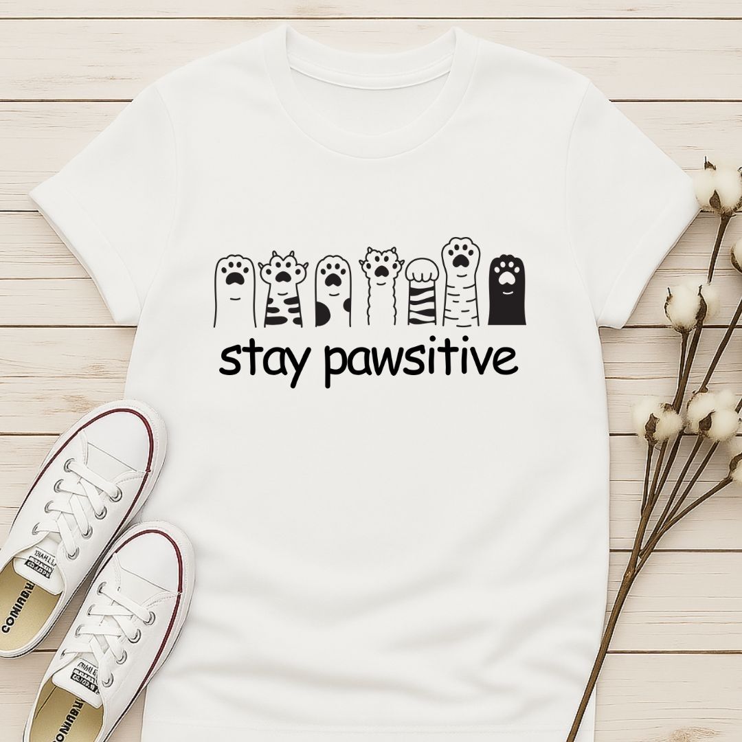 Stay Pawsitive with many Paws T-shirt