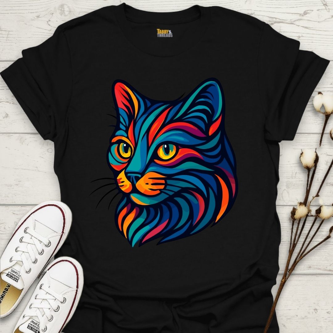 Vibrant Tribal Cat T-shirt
