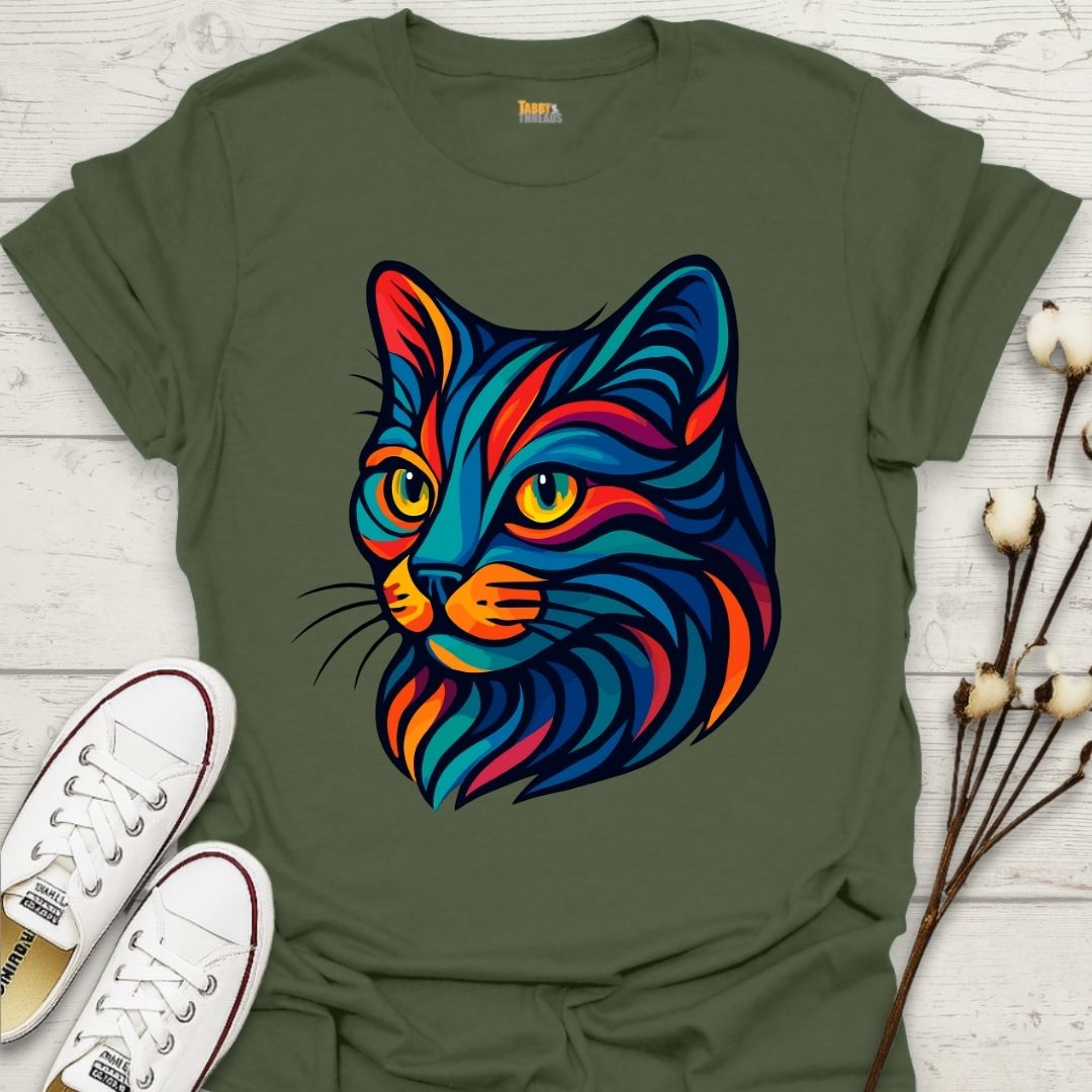 Vibrant Tribal Cat T-shirt