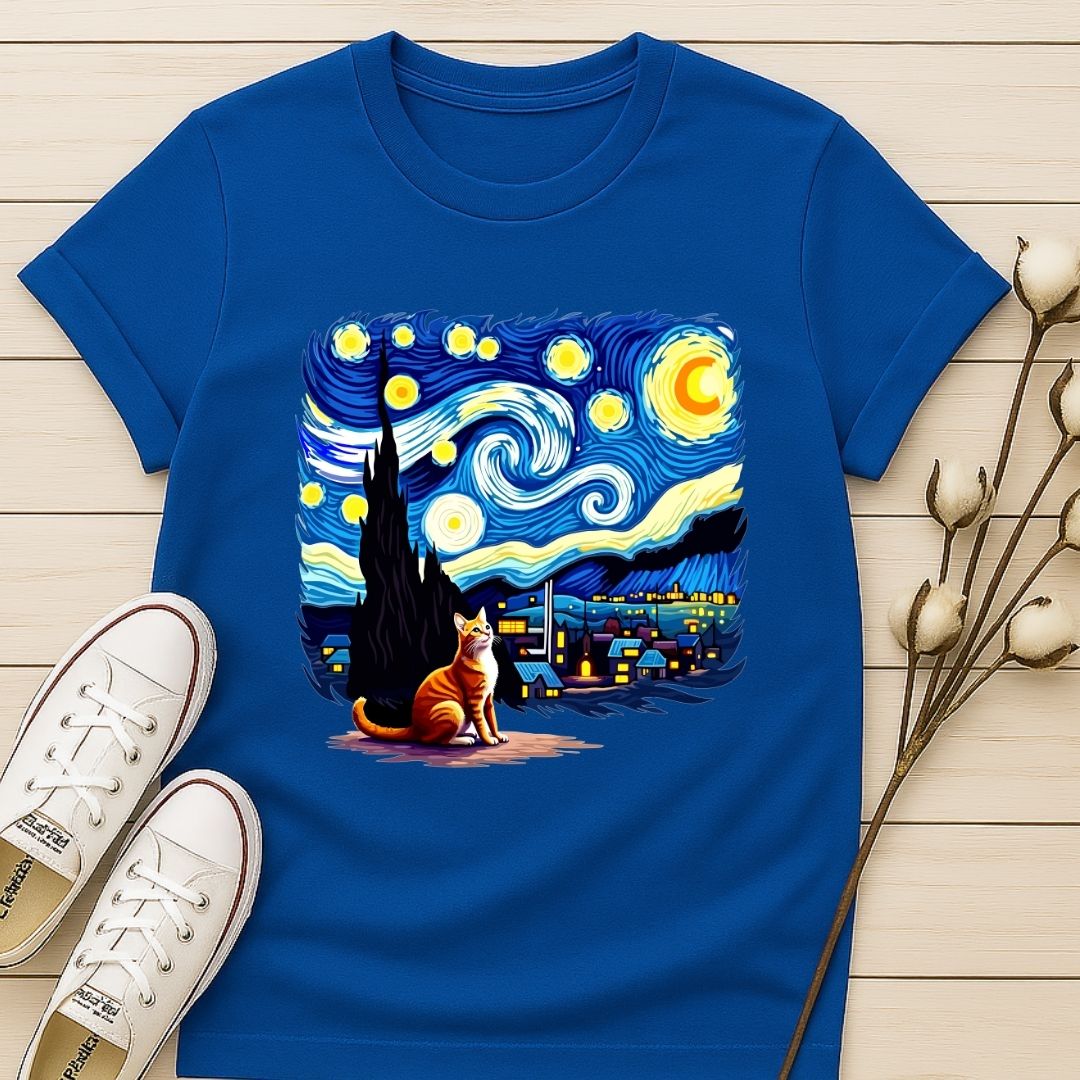 Starry Night Cat T-shirt