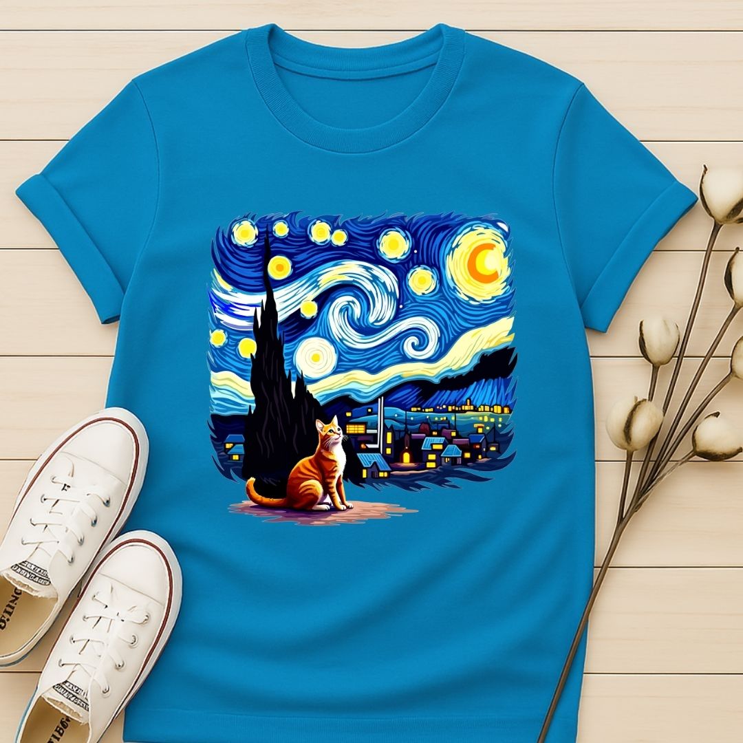 Starry Night Cat T-shirt