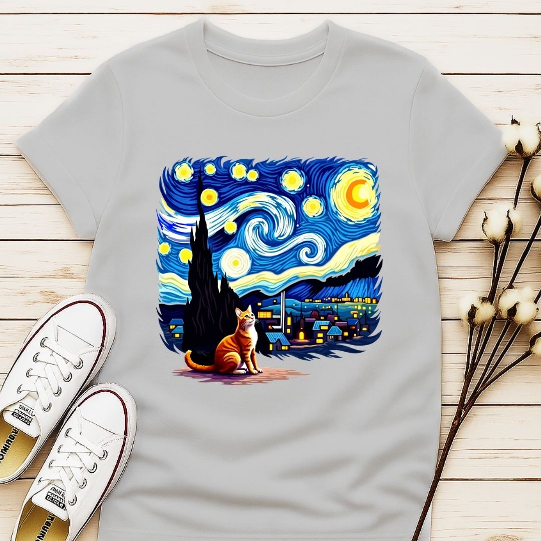 Starry Night Cat T-shirt