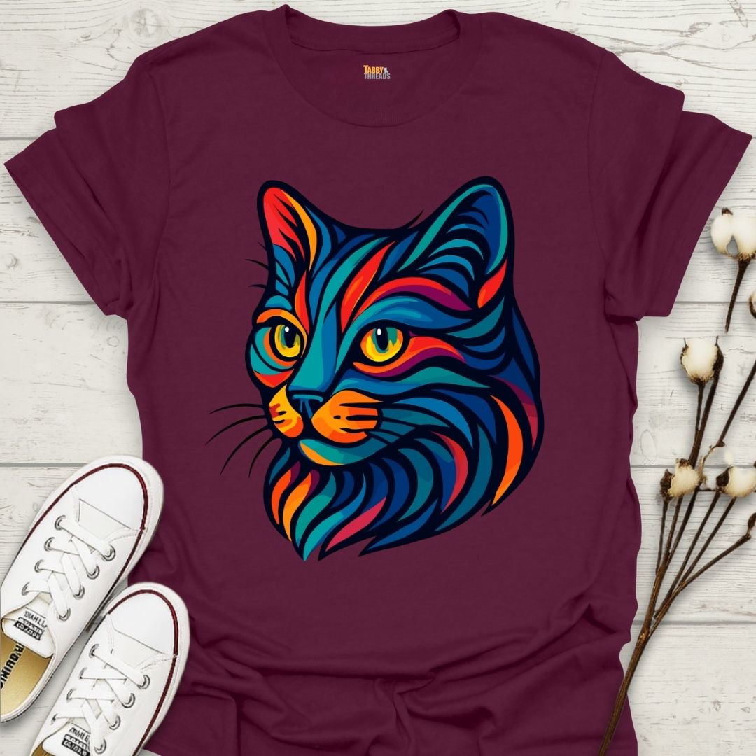 Vibrant Tribal Cat T-shirt