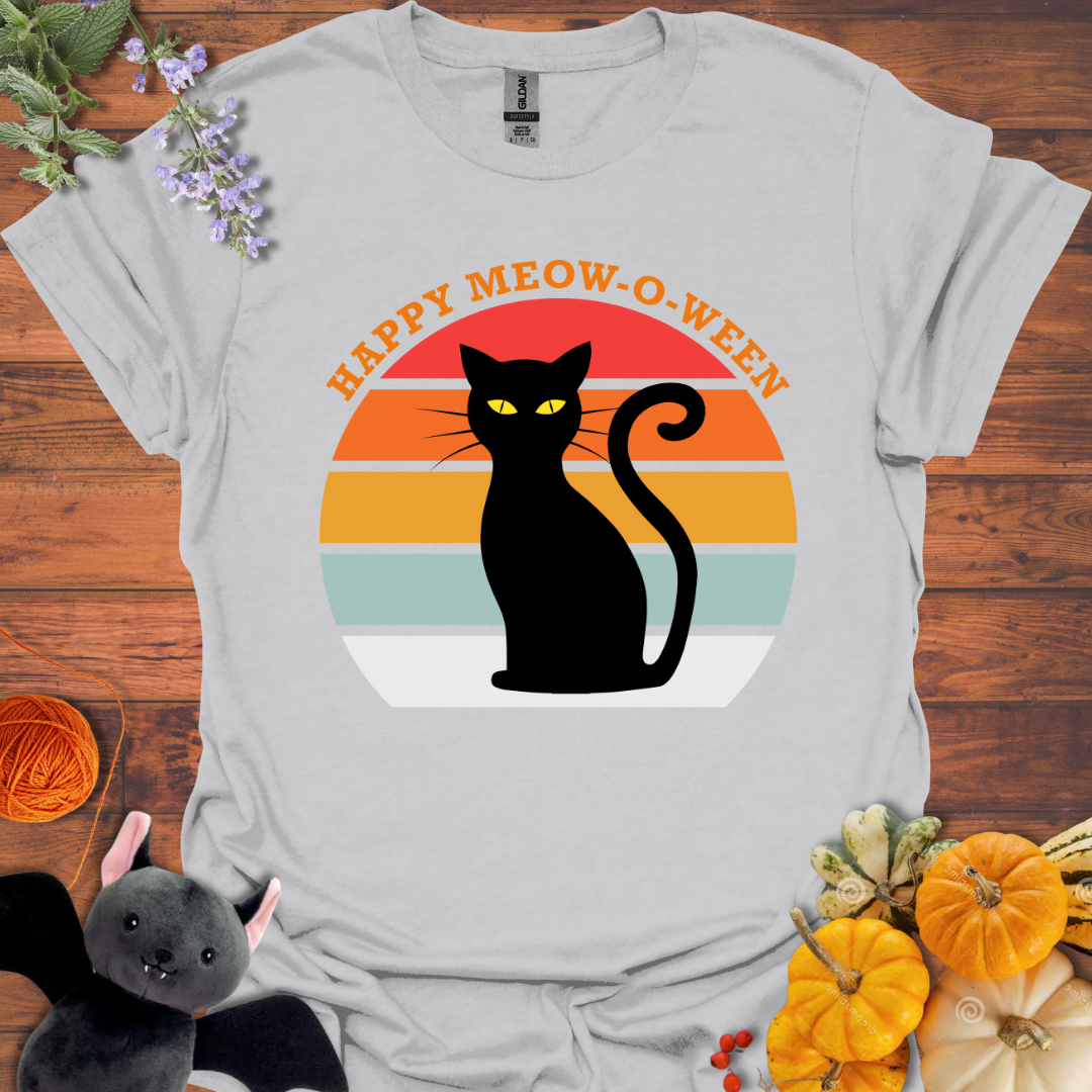Retro Sunset Meowoween T-shirt