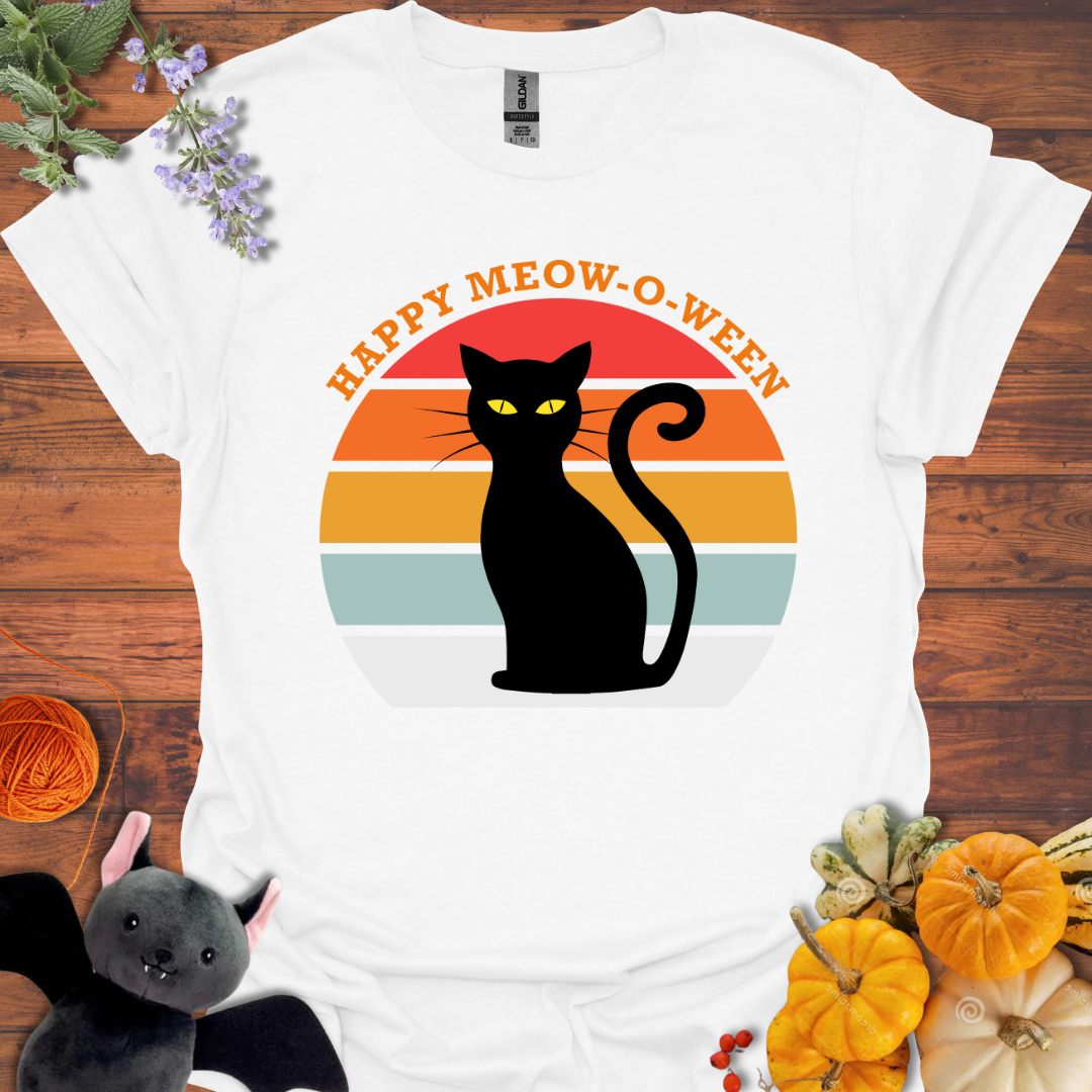 Retro Sunset Meowoween T-shirt