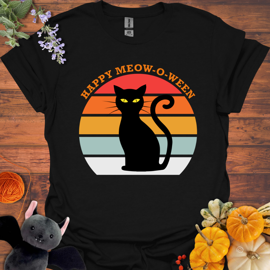 Retro Sunset Meowoween T-shirt