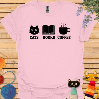 Cats Books Coffee T-shirt