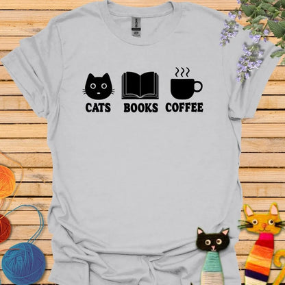 Cats Books Coffee T-shirt