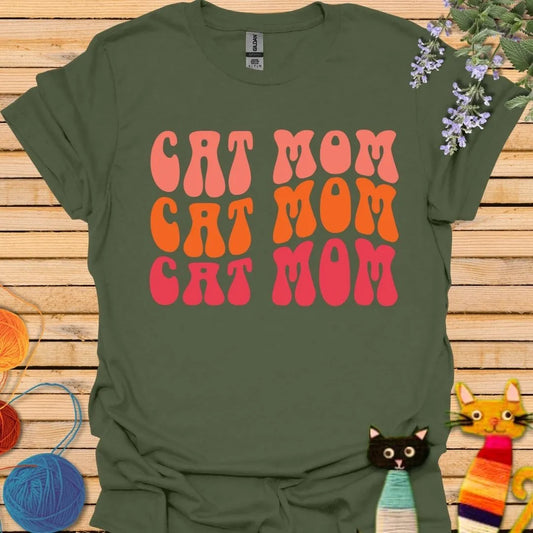 Vintage Wave Cat Mom T-shirt