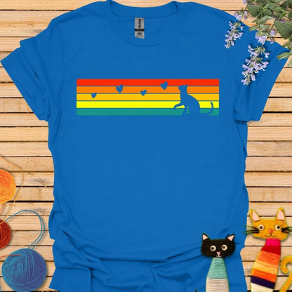 Vintage rainbow with cat silhouette