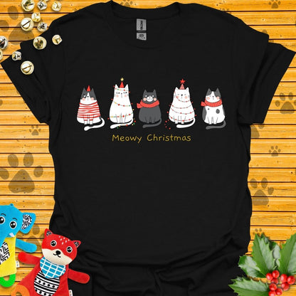 Five Cat Xmas T-shirt