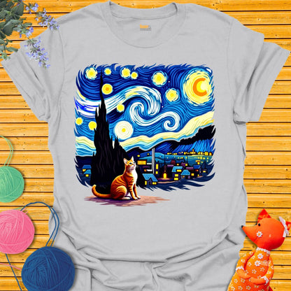 Starry Night Cat T-shirt