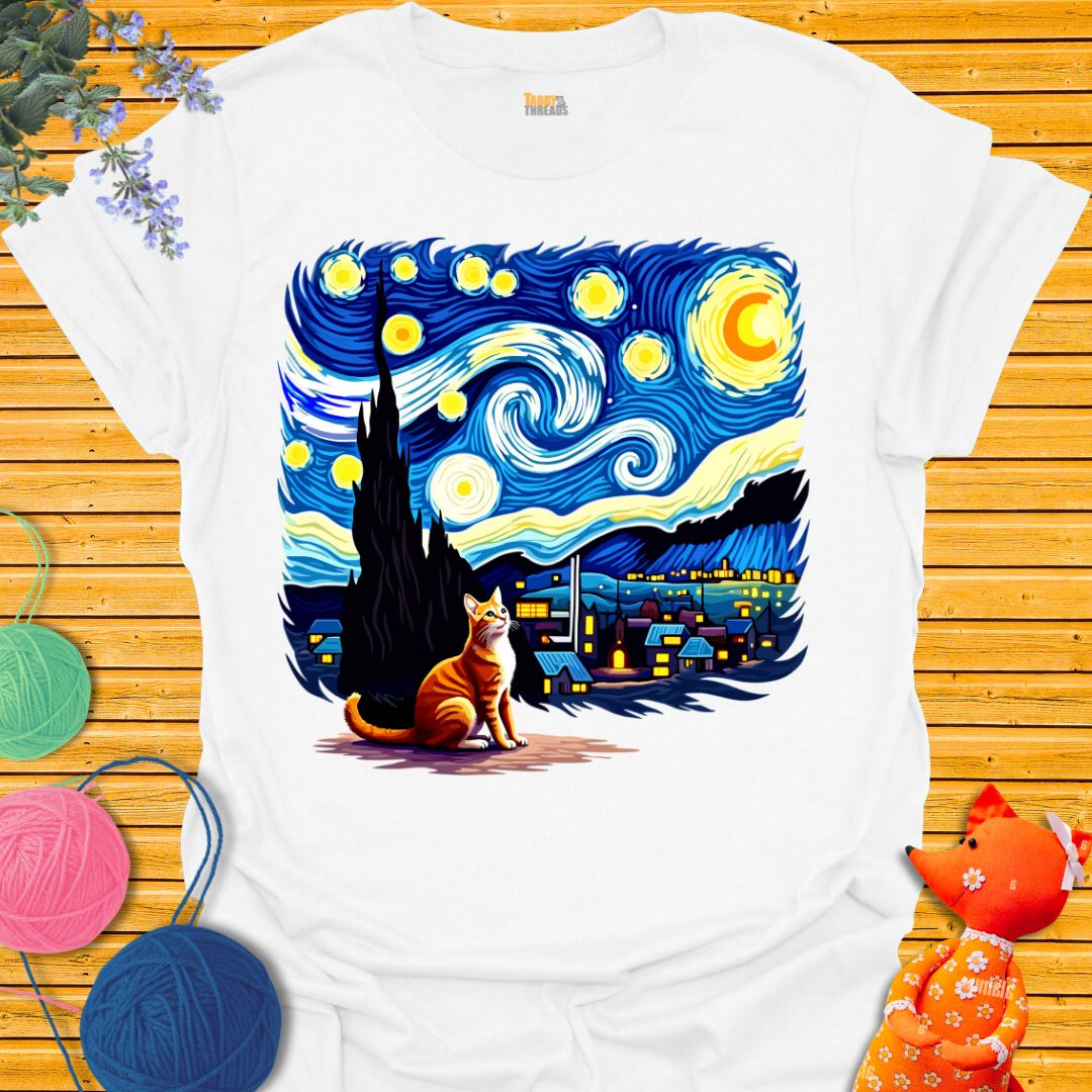 Starry Night Cat T-shirt