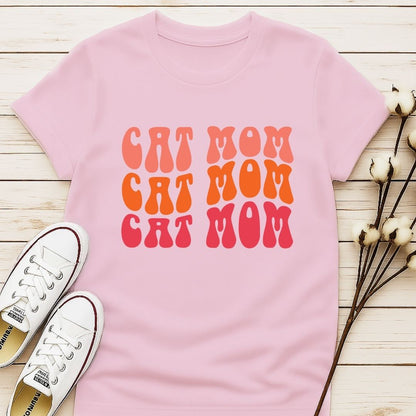 Vintage Wave Cat Mom T-shirt