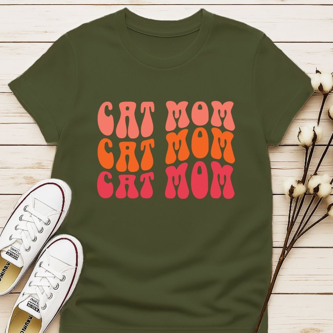 Vintage Wave Cat Mom T-shirt