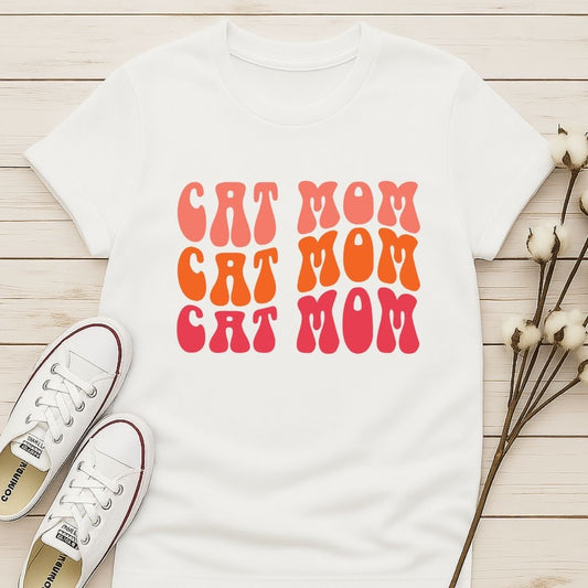 Vintage Wave Cat Mom T-shirt