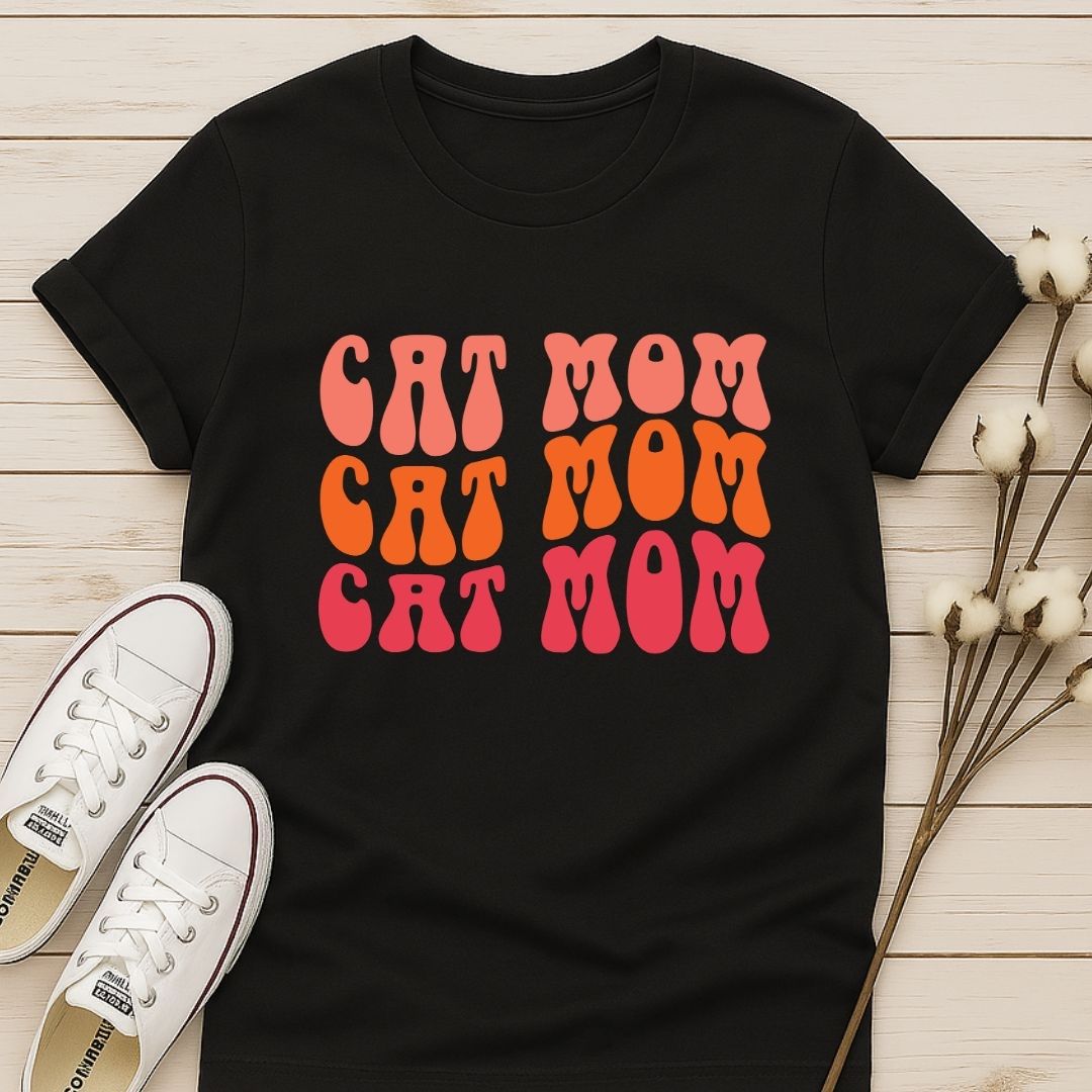 Vintage Wave Cat Mom T-shirt