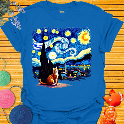 Starry Night Cat T-shirt