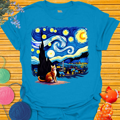 Starry Night Cat T-shirt