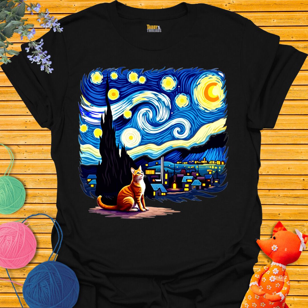 Starry Night Cat T-shirt