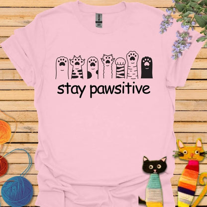 Stay Pawsitive with many Paws T-shirt