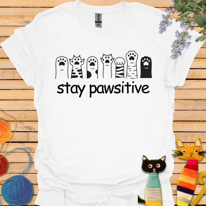 Stay Pawsitive with many Paws T-shirt