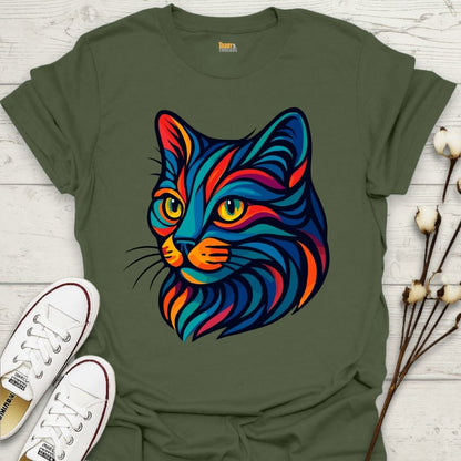 Vibrant Tribal Cat T-shirt