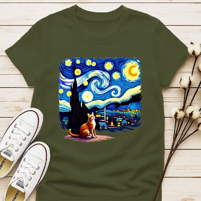 Starry Night Cat T-shirt