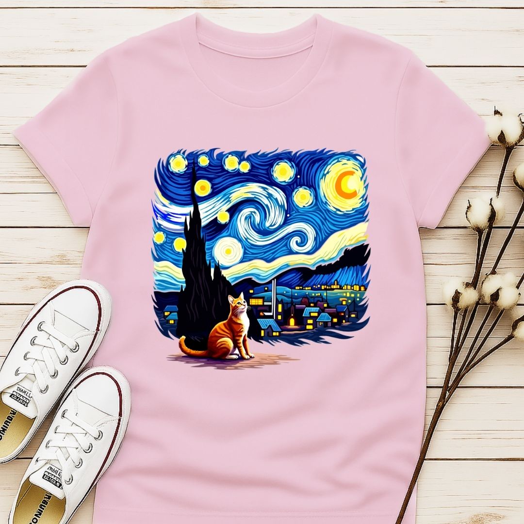 Starry Night Cat T-shirt