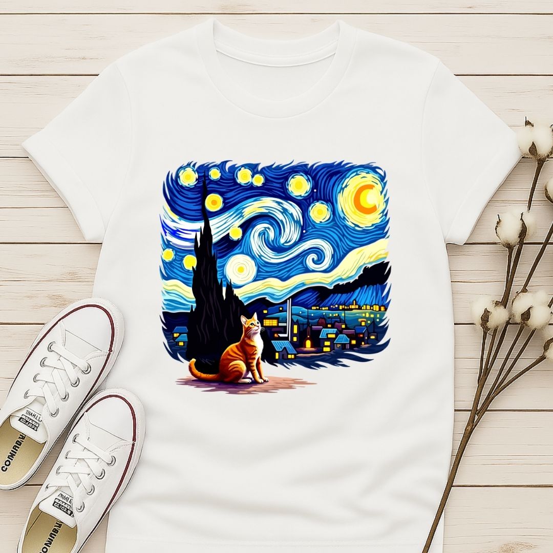 Starry Night Cat T-shirt