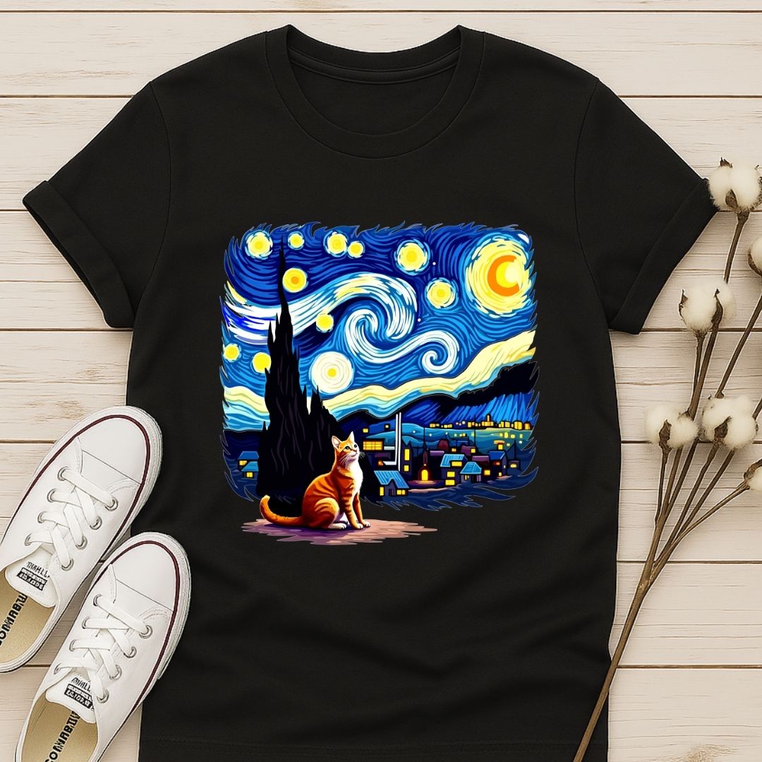 Starry Night Cat T-shirt