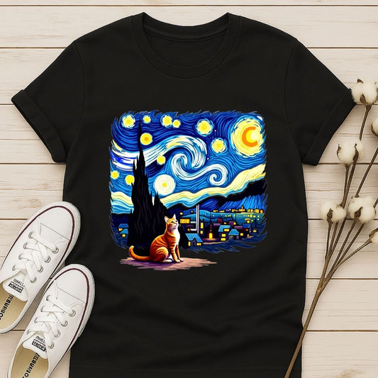 Starry Night Cat T-shirt