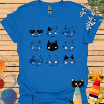 Cute Nine Cat Faces T-shirt