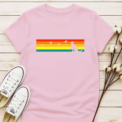 Vintage rainbow with cat silhouette