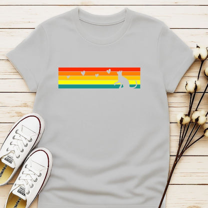 Vintage rainbow with cat silhouette