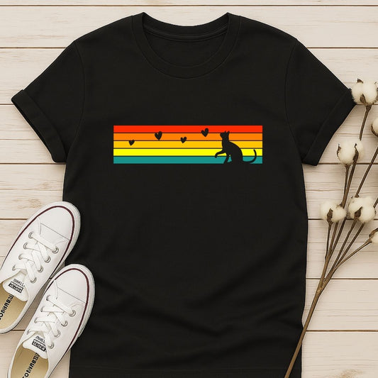 Vintage rainbow with cat silhouette
