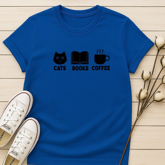 Cats Books Coffee T-shirt
